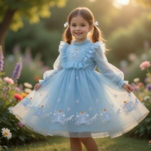 the pearl rabbit organza ruffle dress blue white