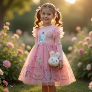 the pearl rabbit organza ruffle dress blue white